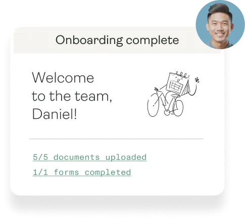 An onboarding checklist marked complete for a new worker