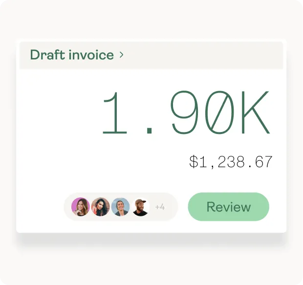 A draft client invoice ready for review